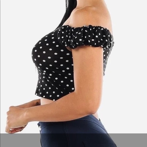 Puff sleeve polka dot crop top - Picture 2 of 6